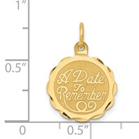 14K Yellow Gold a Date to Remember 15mm Engravable Disc Charm view 3