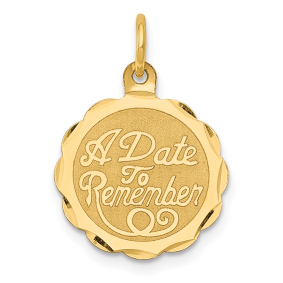 14K A DATE TO REMEMBER 15mm Engravable Disc Charm