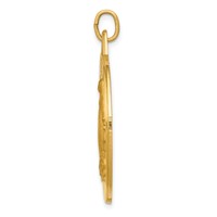 14K Polished and Satin Solid Large Miraculous Medal Round Pendant view 2