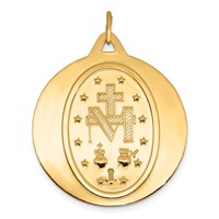 14K Polished and Satin Solid Large Miraculous Medal Round Pendant view 4