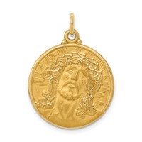 14K Yellow Gold Jesus Medal Pendant view 1