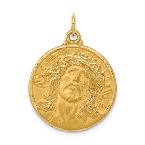 14K Yellow Gold Jesus Medal Pendant