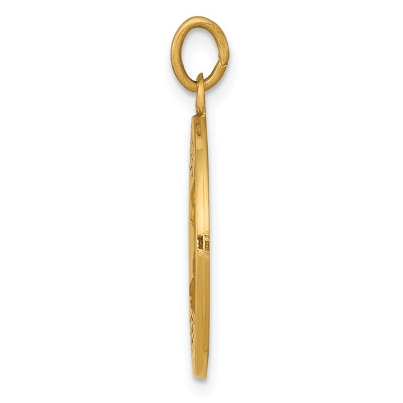 14k Polished and Satin Solid St Theresa Medal Round Pendant