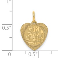 14K Yellow Gold #1 Granddaughter 14mm Engravable Heart Charm view 3
