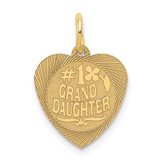 14k #1 GRANDDAUGHTER 14mm Engravable Heart Charm