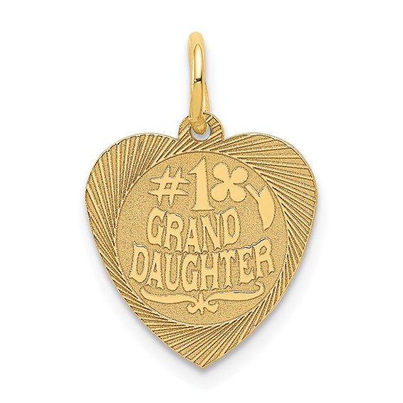 14k #1 GRANDDAUGHTER 14mm Engravable Heart Charm