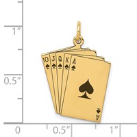 14K Yellow Gold Enameled Royal Flush Playing Cards Charm view 3