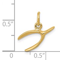 14K Yellow Gold Wishbone Charm view 3