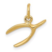 14K Yellow Gold Wishbone Charm view 1