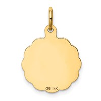 14K Yellow Gold Merry Christmas Charm with Tree 15mm Engravable Disc view 4