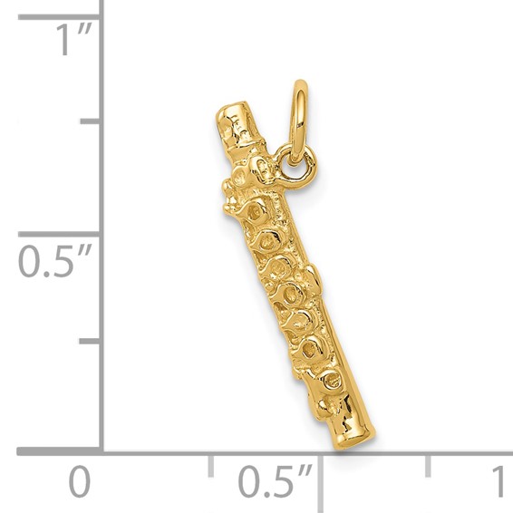 14k 3-D Polished Flute Charm