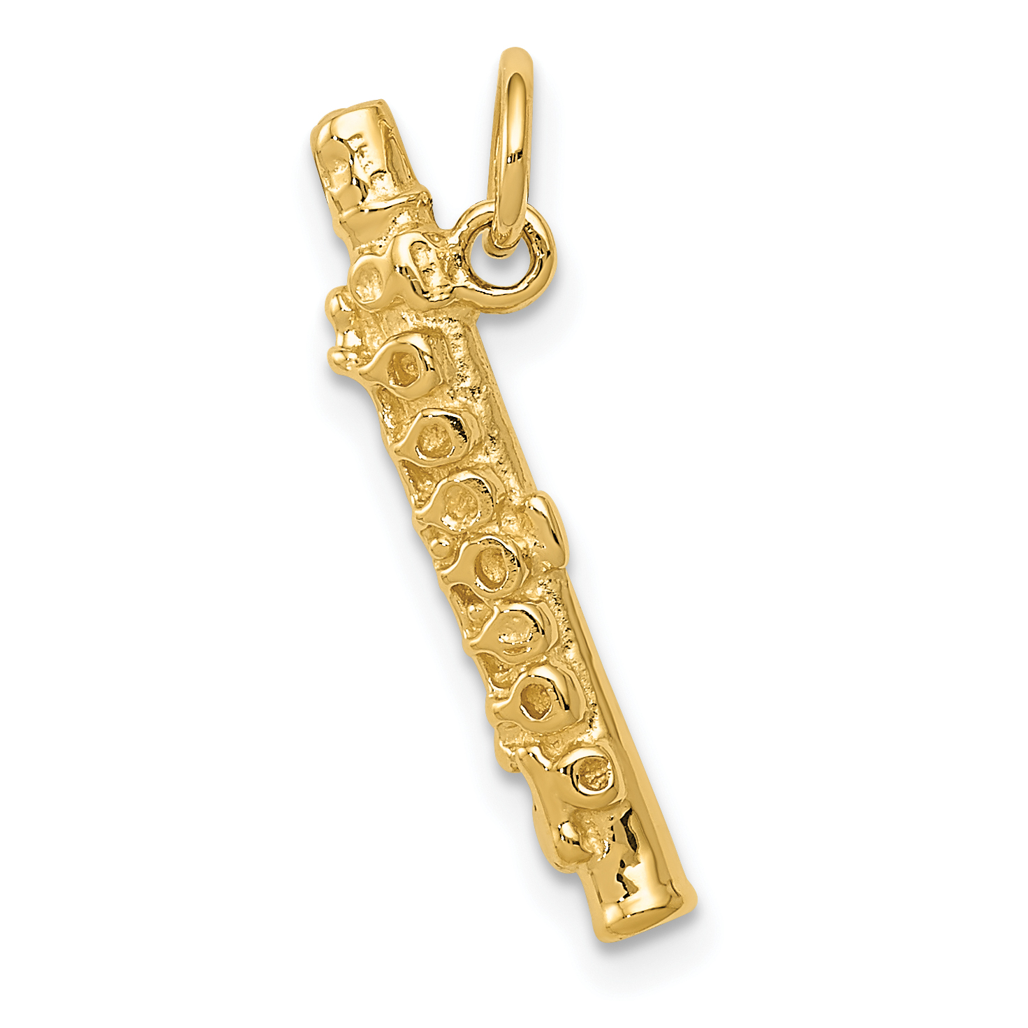14k 3-D Polished Flute Charm (XAC342)