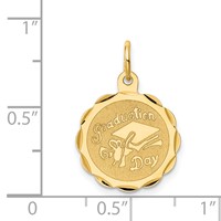 14K Yellow Gold Graduation Day Charm with Cap 16mm Engravable Disc view 3