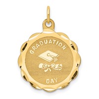 14K Yellow Gold Graduation Day Charm with Cap 20mm Engravable Disc view 1