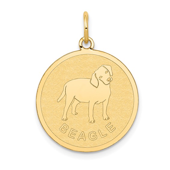 14k BEAGLE 20mm Engravable Disc Dog Charm