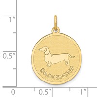 14K Yellow Gold Dachshund 20mm Engravable Disc Dog Charm view 3