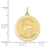 14K Yellow Gold German Shepherd 20mm Engravable Disc Dog Charm view 3