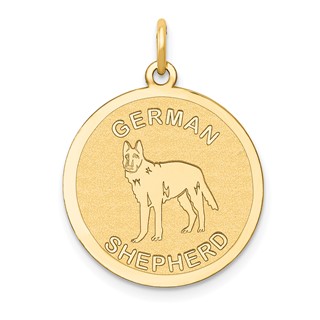 14k GERMAN SHEPHERD 20mm Engravable Disc Dog Charm