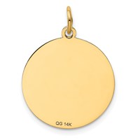 14K Yellow Gold Poodle 20mm Engravable Disc Dog Charm view 4