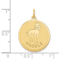 14K Yellow Gold Poodle 20mm Engravable Disc Dog Charm view 3