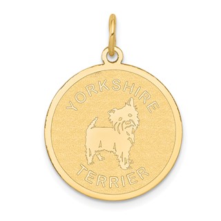 14k YORKSHIRE TERRIER 20mm Engravable Disc Dog Charm
