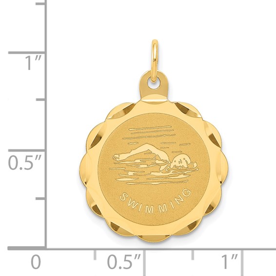 14k SWIMMING 19mm Engravable Disc Charm