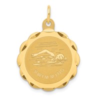 14K Yellow Gold Swimming 19mm Engravable Disc Charm view 1