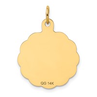 14K Yellow Gold Baseball 20mm Engravable on Back Disc Charm view 3