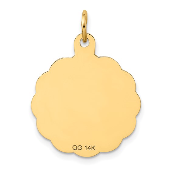 14k Baseball 20mm Engravable on Back Disc Charm