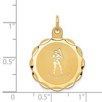 14K Yellow Gold Baseball 20mm Engravable on Back Disc Charm view 4