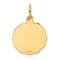 14K Yellow Gold Wedding Bells 14mm Engravable Disc Charm view 4