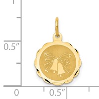 14K Yellow Gold Wedding Bells 14mm Engravable Disc Charm view 3