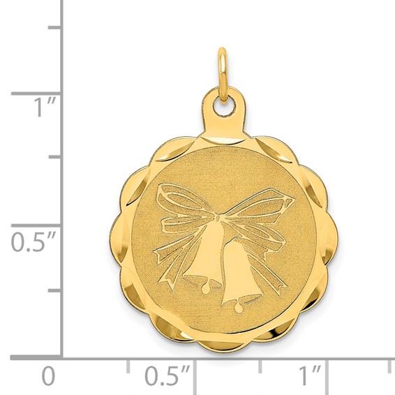 14k Wedding Bells 23mm Engravable Disc Charm