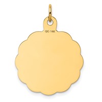 14K Yellow Gold Wedding Bells 23mm Engravable Disc Charm view 4