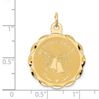 14K Yellow Gold Wedding Bells 23mm Engravable Disc Charm view 3