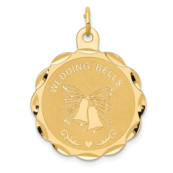14K WEDDING BELLS 23mm Engravable Disc Charm