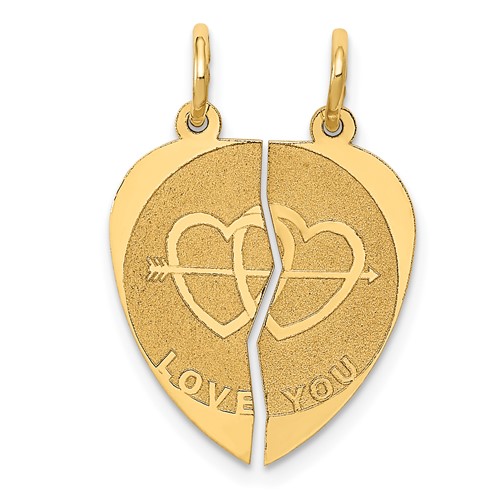 14K Yellow Gold 2-Piece I Love You Charm