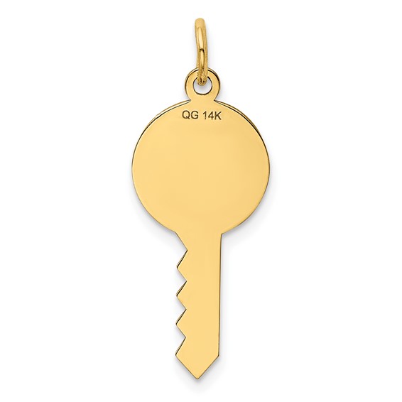 14K Polished and Satin Hearts Flat Key Charm