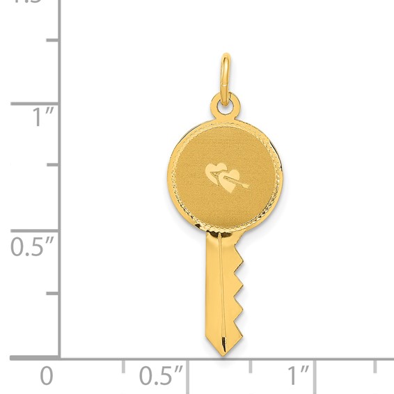 14K Polished and Satin Hearts Flat Key Charm