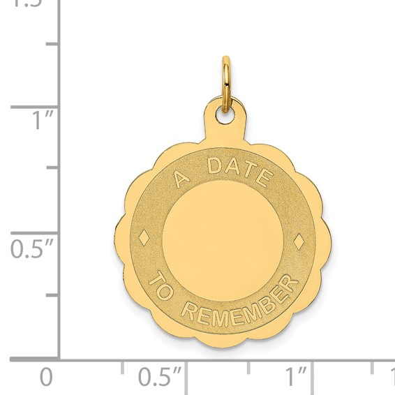 14K A DATE TO REMEMBER 23mm Engravable Disc Charm