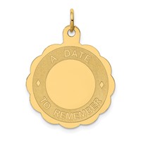 14K Yellow Gold a Date to Remember 23mm Engravable Disc Charm view 1