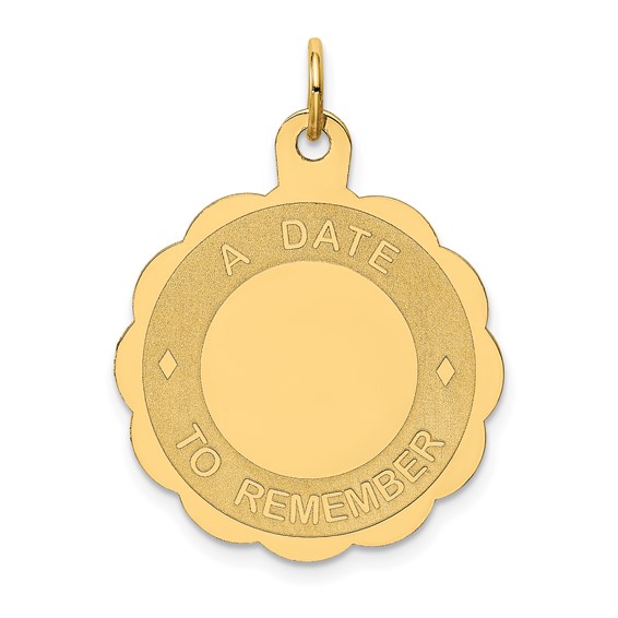 14K A DATE TO REMEMBER 23mm Engravable Disc Charm