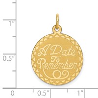 14K Yellow Gold a Date to Remember 19mm Engravable Disc Charm view 3