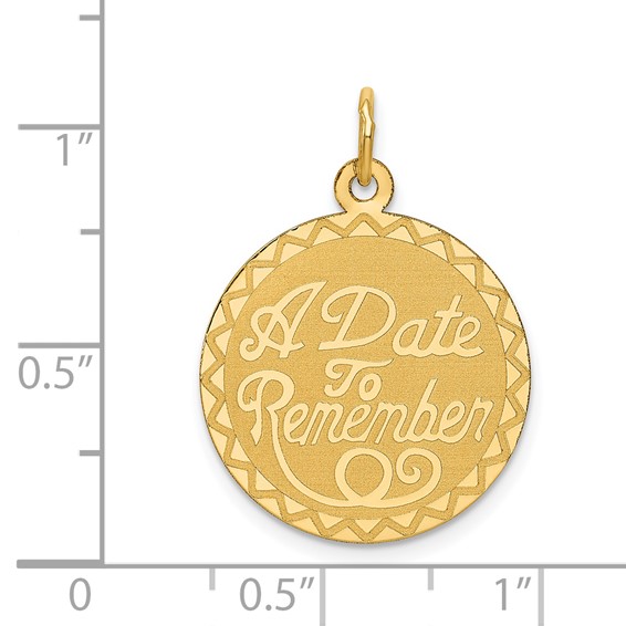 14K A DATE TO REMEMBER 19mm Engravable Disc Charm