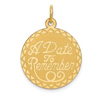 14K Yellow Gold a Date to Remember 19mm Engravable Disc Charm view 1