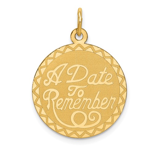 14K Yellow Gold a Date to Remember 19mm Engravable Disc Charm