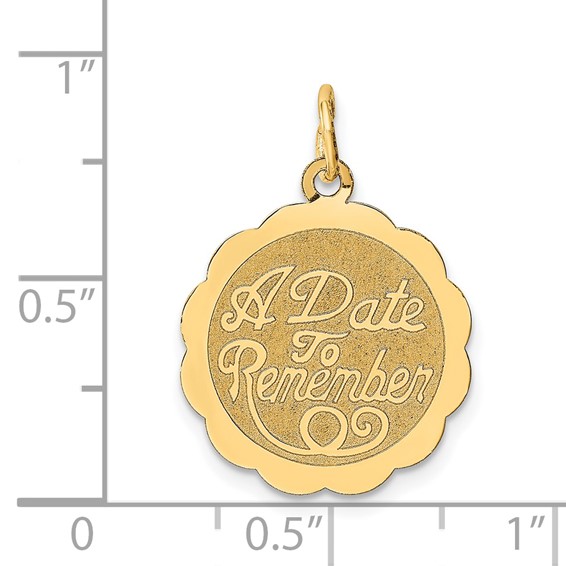 14K A DATE TO REMEMBER 18mm Engravable Disc Charm