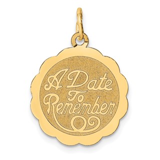 14K A DATE TO REMEMBER 18mm Engravable Disc Charm