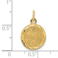 14K Yellow Gold Happy Anniversary 13mm Engravable Disc Charm view 3