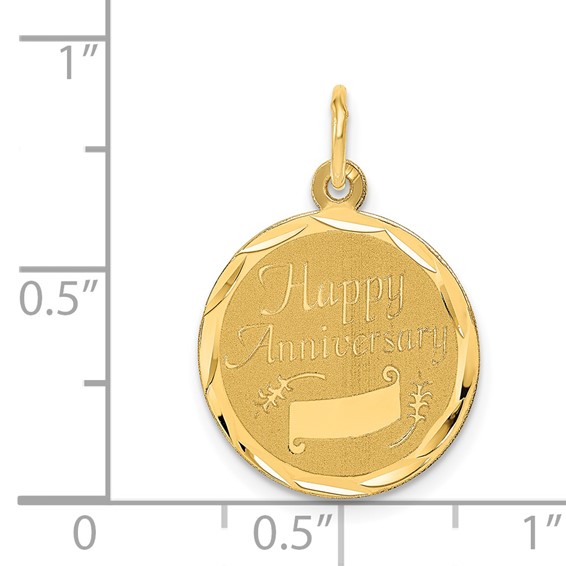 14K HAPPY ANNIVERSARY with Banner 16mm Engravable Disc Charm